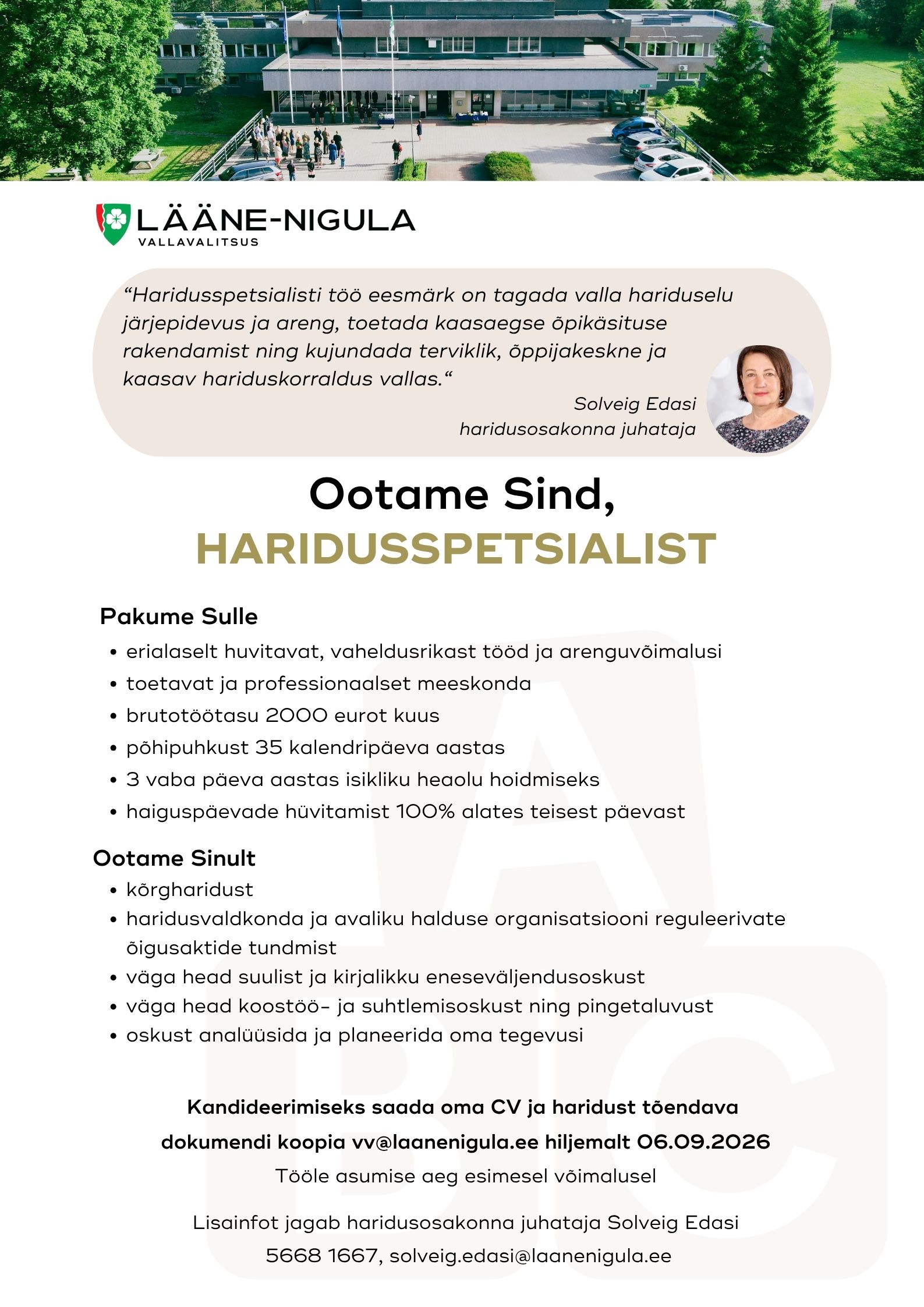 Haridusspetsialisti töökuulutus