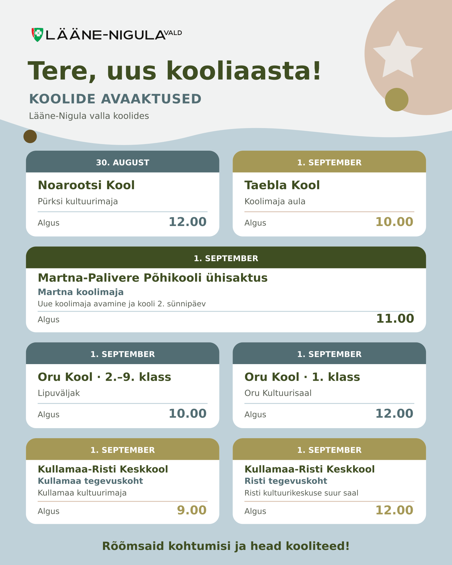 Kooliaasta alguse avaaktused 2026 Lääne-Nigula koolides