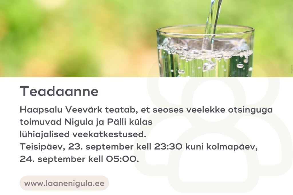 Haapsalu Veevärk teatab veekatkestusest  28. oktoobril 2024 kl 22-00 toimub Linnamäe külas veekatkestus, millest on mõjutatud aadressid Hansuküla tee 4, 5a, 6, 7, 8, 10 ja kinnistud Salu, Vahtrama.jpg
