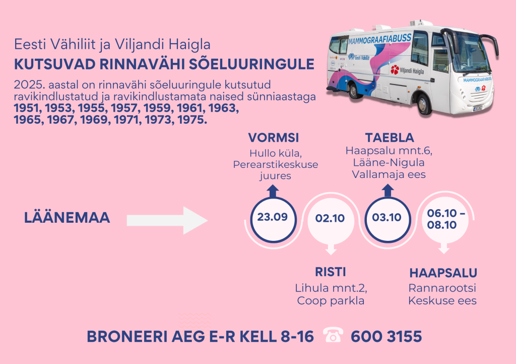 Mammograafiabuss tuleb oktoobris Taeblasse ja Ristile