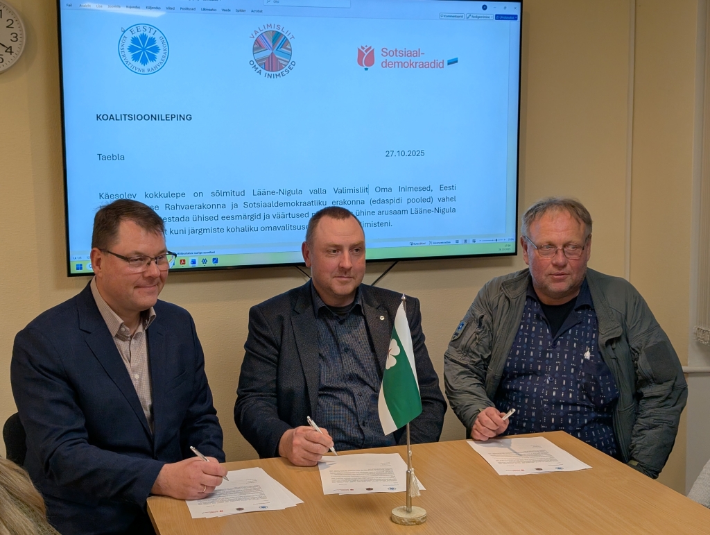 Koalitsioonilepingu allkirjastamine Taeblas 28.10.2025