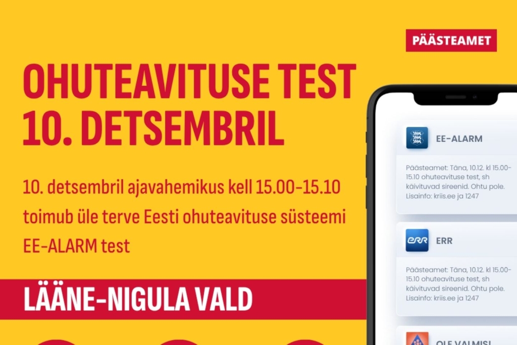 10. detsembril toimub üleriigiline ohuteavituse test