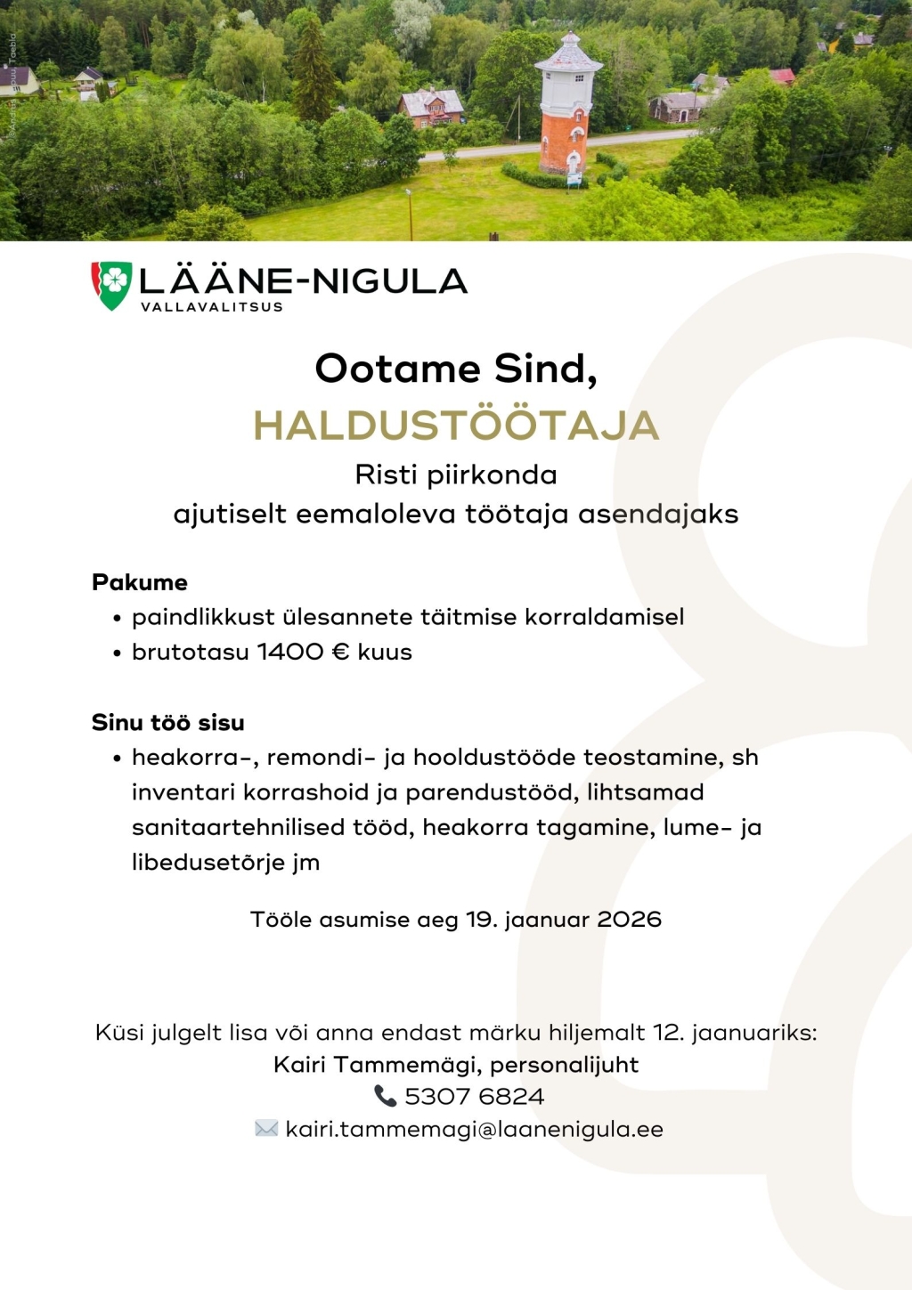 Haldustöötaja Risti piirkonda