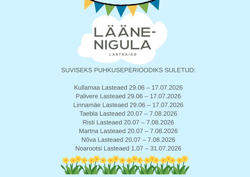 Lääne-Nigula lasteaedade suvine puhkus 2026