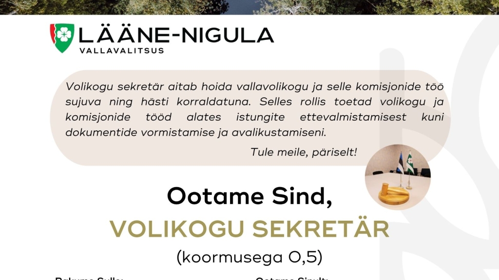 Volikogu sekretär (koormusega 0,5)