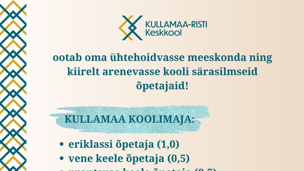 Kullamaa-Risti Keskkooli tööpakkumised