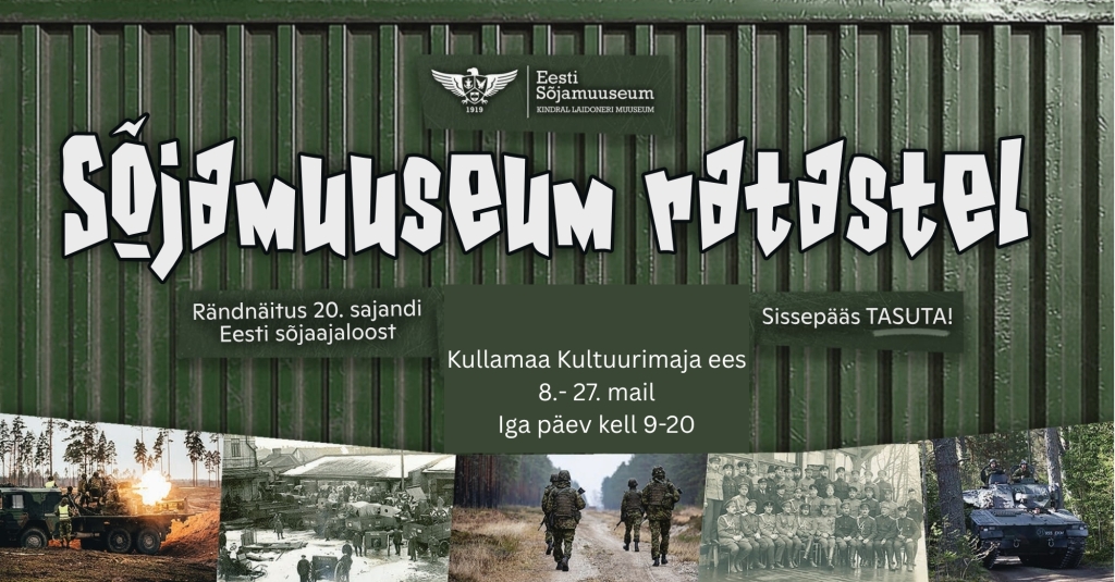 Sõjamuuseum ratastel Kullamaa kultuurimaja ees