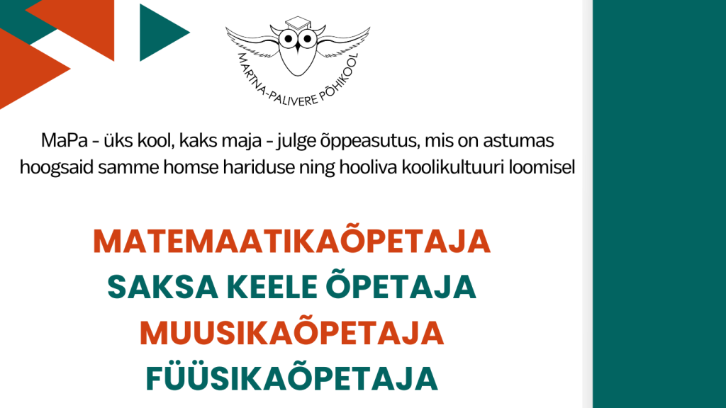 Töökuulutus MAPA õpetajad