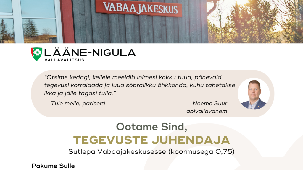 Tegevuste juhendaja töökuulutus Sutlepa VAK