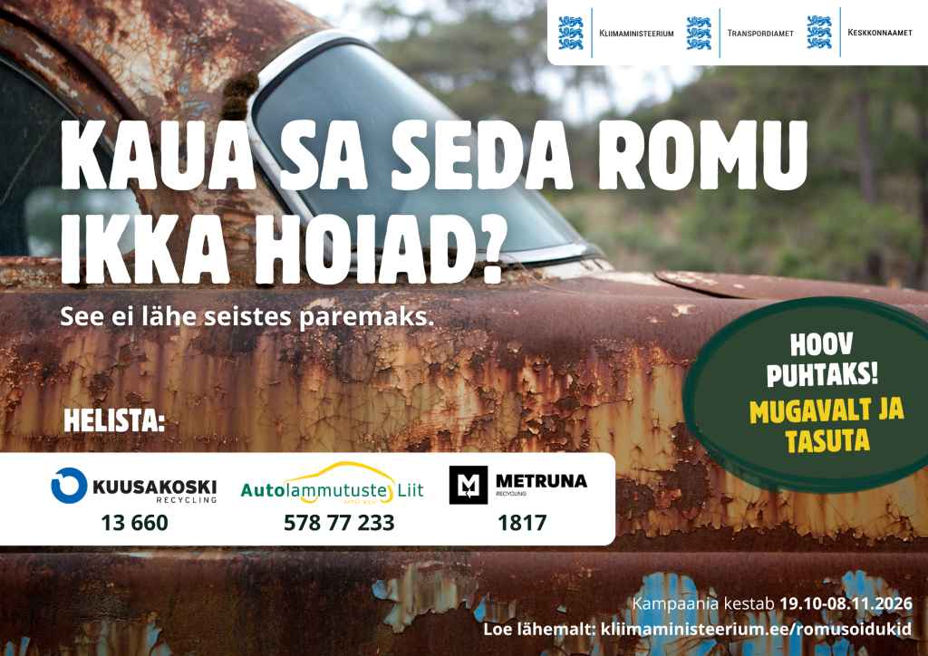 Romukampaania- Romusõiduki tasuta äraveo saab tellida alates 19. oktoobrist kuni 8. novembrini.