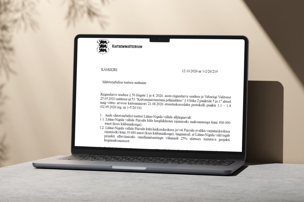 Kaitseministeeriumi toel kavandatakse Piirsallu kergliiklusteed ja parandatakse kogukonna kriisivalmidust
